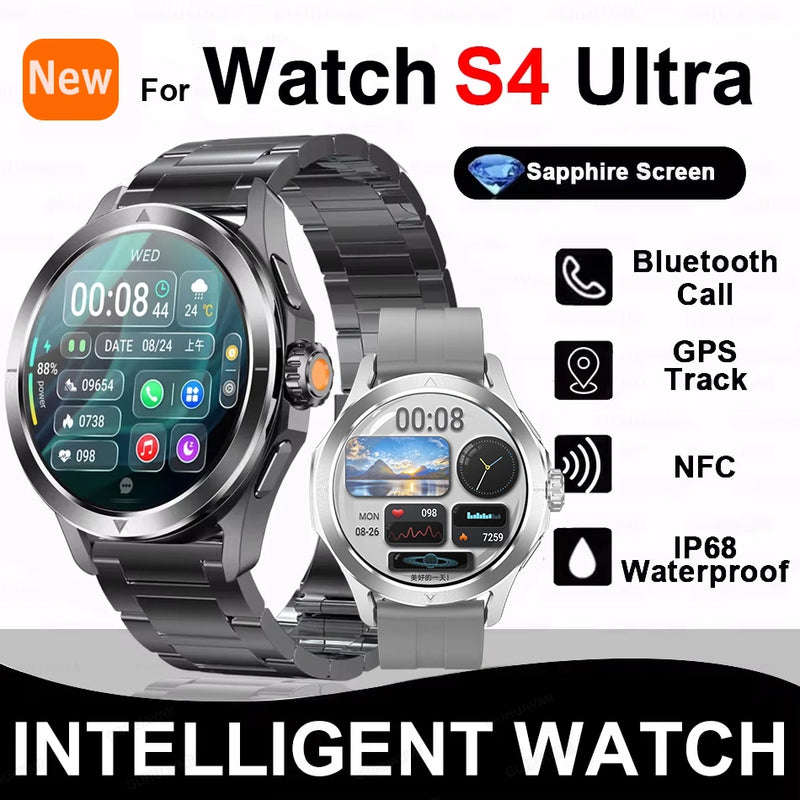 For Xiaomi S4 Ultra Outdoor Sports Smart Watch Men AMOLED Screen NFC GPS Compass Heart rate Waterproof Bluetooth Call SmartWatch